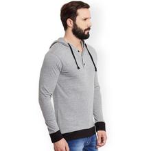 SALE- GRITSTONES Men Grey Melange Hooded T-Shirt