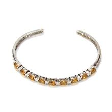 Golden Stone Studded Sterling Silver (92.5% Silver) Bracelet For Women - 10.4 gm