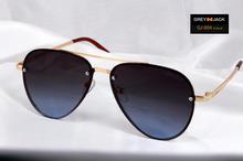 GREY JACK Aviator Design Shaded Black Lenses with Metal Black Frame Sunglasses Shades for Men & Women