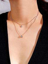 Rhinestone Pendant Layered Chain Necklace