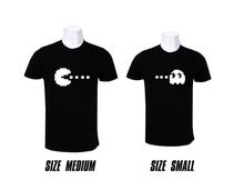 Wosa - Round Neck Pac Man Black  Couple Matching T-shirt