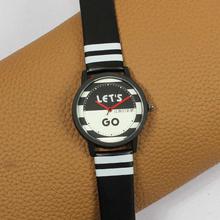 Black/White Lets Go Printed Dial Fashionable Analog Unisex Watch - Black/White