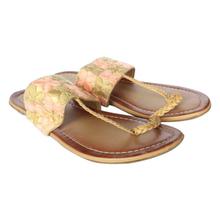 Peach Floral Embroidered Sandals For Women