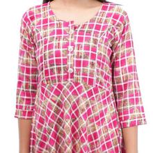 Pink Printed Umbrella Designed Kurti For Women