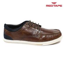 Red Tape Brown Textured Leather Casual Lace Up Shoes For Men - RTE0853