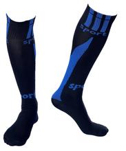 Black/Blue Long Socks For Football