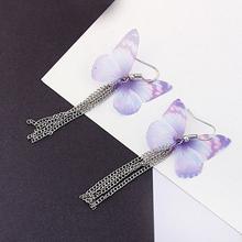 Purple Butterfly Chain Tassel Earrings For Women