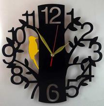 C7 - Yellow Bird On A Tree Decorative Wall Clock - 30cm*30cm - Black
