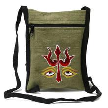 Green Hemp Trishul Embroidered Sling Bag For Women