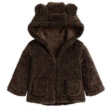 Brown Winter Hoodie Ear Fur Jackets For Kids