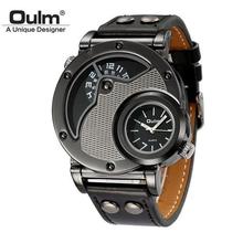 Oulm Unique Design Man Quartz Watches Top Brand Luxury Leather Strap