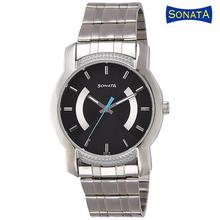 SONATA Black Dial Metal Strap Analog Watches For Men – 7093SM01