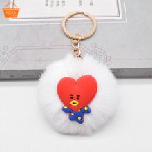 KOJA  BTS BT21 Keychain Fur Ball Key Ring KPOP  Car Bag Phone Pendant Key Chain