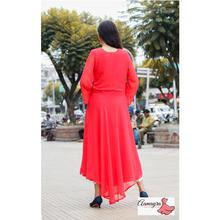 Dark Peach Red Ciffon Long Gown For Women