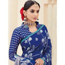 Stylee Lifestyle Blue Banarasi Silk Jacquard Saree - 1850