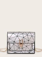 Geometric Print Flap Chain Bag