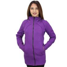 Purple Zippered Inner Fleece Jacket For Women (WJK4019)