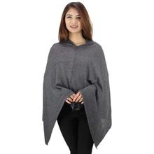 Dark Grey V-Neck Poncho For Women