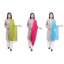 Set of 3 Solid Tassel End Shawl For Women
