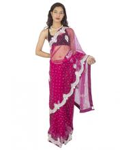 Dark Magenta Net Embellished Sari
