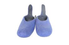 Blue Felt Tailed Shoes For Women