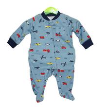 Blue Printed Bodysuit For Boys