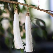 White Tassel Fish-Hook Earrings