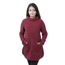 Maroon Front Pocket Polar Fleece Sweater-WSW1109