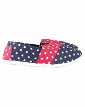 Shikhar Women's Blue Red Star Printed Slip On Moccasins