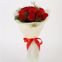 12 Red Roses With White Paper Packing-F&P Bouquet 58