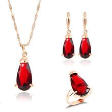 Red/Green Gold Color Cubic Zirconia Crystal Jewelry Sets Simulated