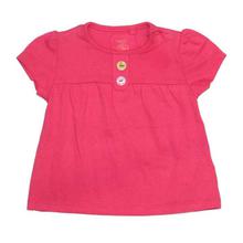 Hot Pink Button Design Flared Tops For Baby Girls