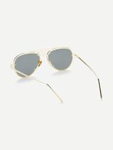 Asymmetrical Top Bar Rimless Aviator Sunglasses