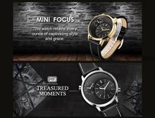 MINI FOCUS Double Movement Luxury Quartz Genuine Leather Strap Luminous Dual Time Dial Watch