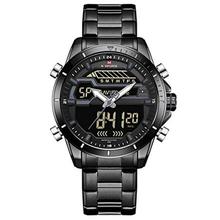 Naviforce Men’s Fashion & Casual Dual Display Stainless Steel Watch(Black & White)-NF9133M
