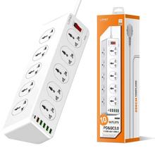 LDNIO 10 Outlet Sockets 6 USB Ports PD & QC3.0 Power Extension 2500W