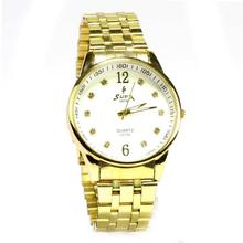 Supa Analog White Dial Gold Strap Watch For Men