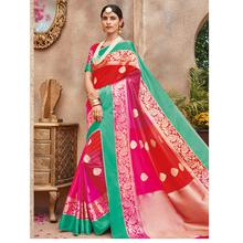 Stylee Lifestyle Red Banarasi Silk Jacquard Saree (1680)