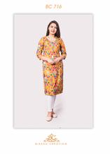 Mustard foil print ethnic kurti