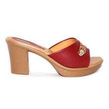 Maroon Slip-On Block Heels For Women