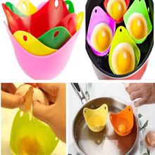 4 Pcs/Set Hot Lovely Microwave Stovetop Silicone Egg Poaching Cups With Ring Standers Eggs Cooking Tools HY99 JU01