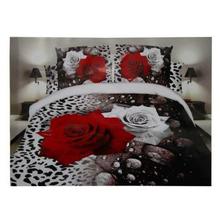 Brown Floral Printed 5D Bed Set With Duvet Cover