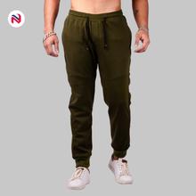 Nyptra Army Green Solid Cotton Velvet Fleece Trouser For Men