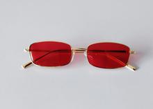 Classy small rectangular red polarized sunglasses