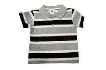 Kids Polo T-shirts Striped Design – Grey/White/Black