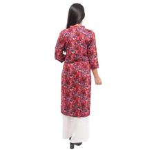 Purple/Red Printed Front Buttoned Designed Kurti For Women