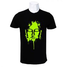 Wosa - Black Round Neck Buddha Face Print Half Sleeve Tshirt for Men