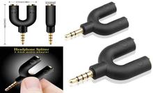 Y Shape 3.5mm Audio Jack To Headphone Microphone Splitter Converter Adaptor