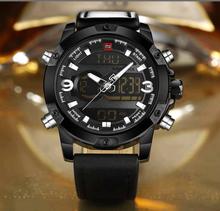 NaviForce NF9097 Digital/Analog Dual Time Luxury Watch For Men- Black