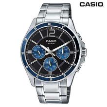 Casio Silver/Blue Round Dial Analog Watch For Men (MTP-1374D-2AVDF)